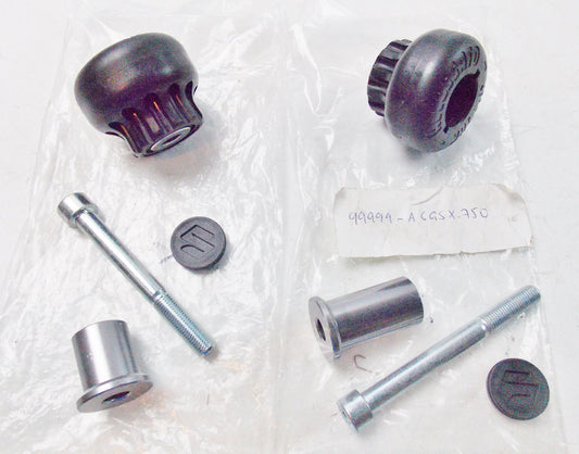 NOS SUZUKI ACCOSSATO GZX750 BLK CRASH PADS FRAME SLIDERS GUARDS 99999-ACGSX-750 - MotoRaider