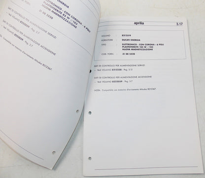 1992 UPDATE APRILIA ELECTRICAL SYSTEM COMPONENTS EFFICIENCY CONTROL MANUAL BOOK - MotoRaider