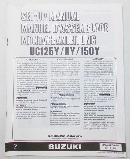 USED SUZUKI 1999 SET-UP MANUAL UC125 YU150  99505-01150-011 - MotoRaider