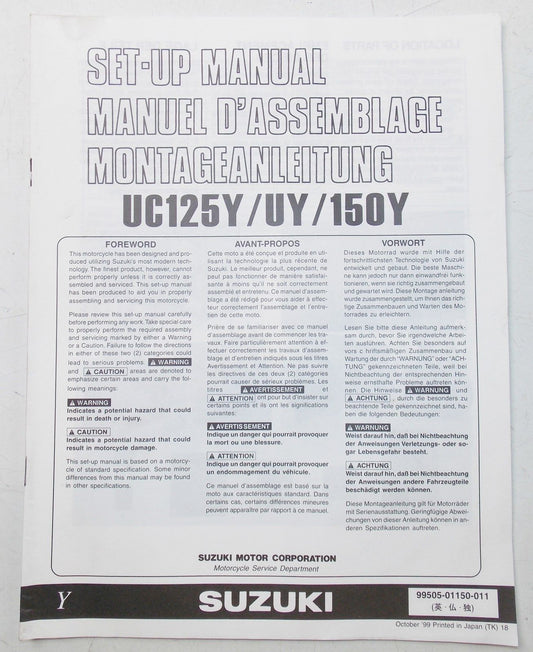 USED SUZUKI 1999 SET-UP MANUAL UC125 YU150  99505-01150-011 - MotoRaider