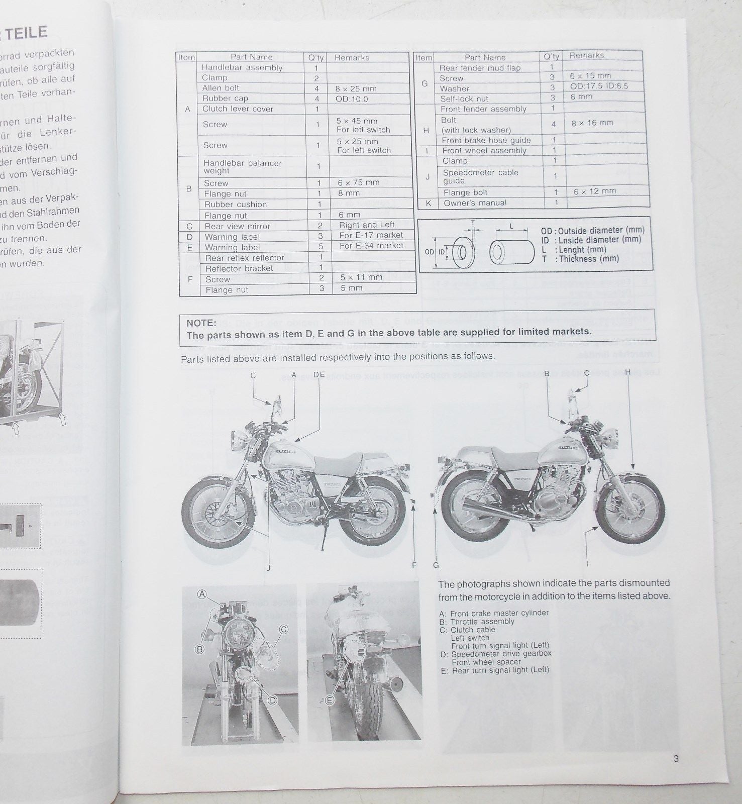 USED SUZUKI 1999 SET-UP MANUAL TU250XY  99505-01020-011 - MotoRaider