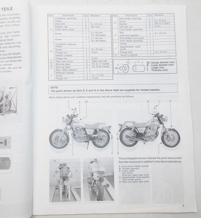 USED SUZUKI 1999 SET-UP MANUAL TU250XY  99505-01020-011 - MotoRaider