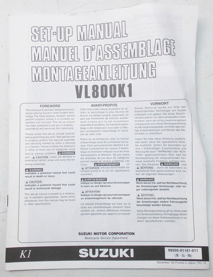USED SUZUKI 2000 SET-UP MANUAL  VL800K1  99505-01161-011 - MotoRaider