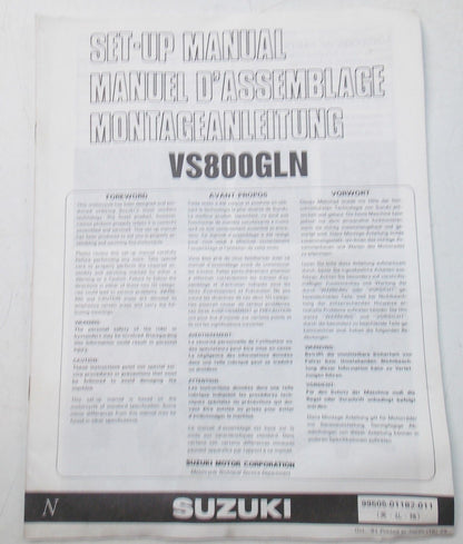 USED SUZUKI 1991  SET-UP MANUAL  VS800GLN   99505-O1182-011 - MotoRaider