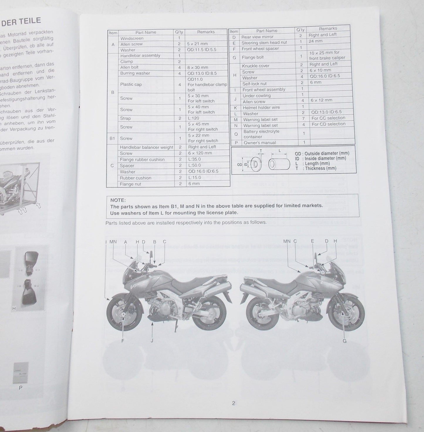 USED SUZUKI 2002  SET-UP MANUAL  DL1000K2   99505-01082-011 - MotoRaider