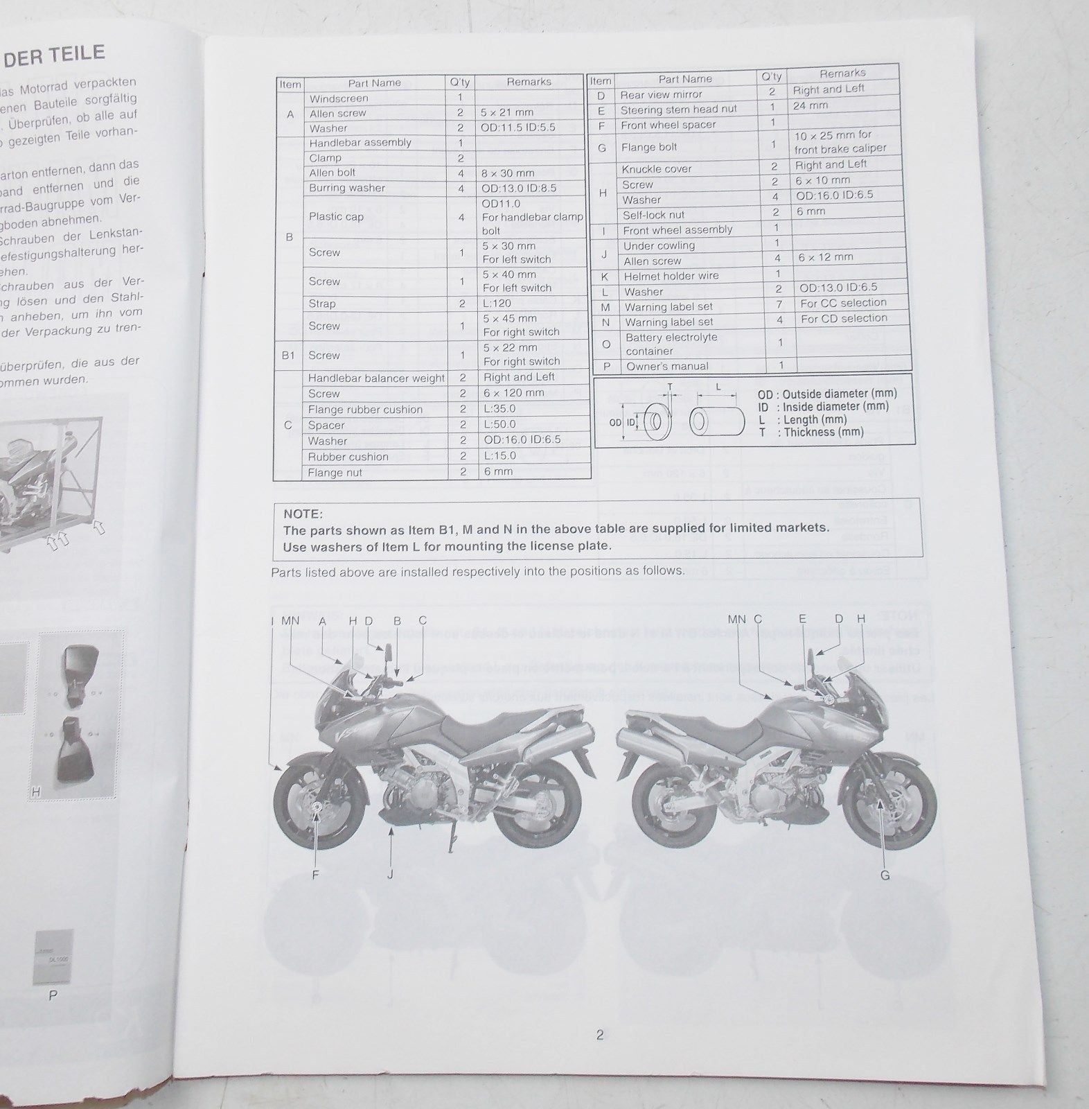 USED SUZUKI 2002  SET-UP MANUAL  DL1000K2   99505-01082-011 - MotoRaider