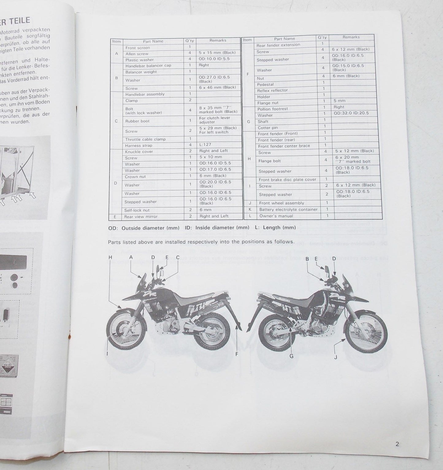 USED SUZUKI 1992  SET-UP MANUAL DR800SP  99505-01233-011 - MotoRaider