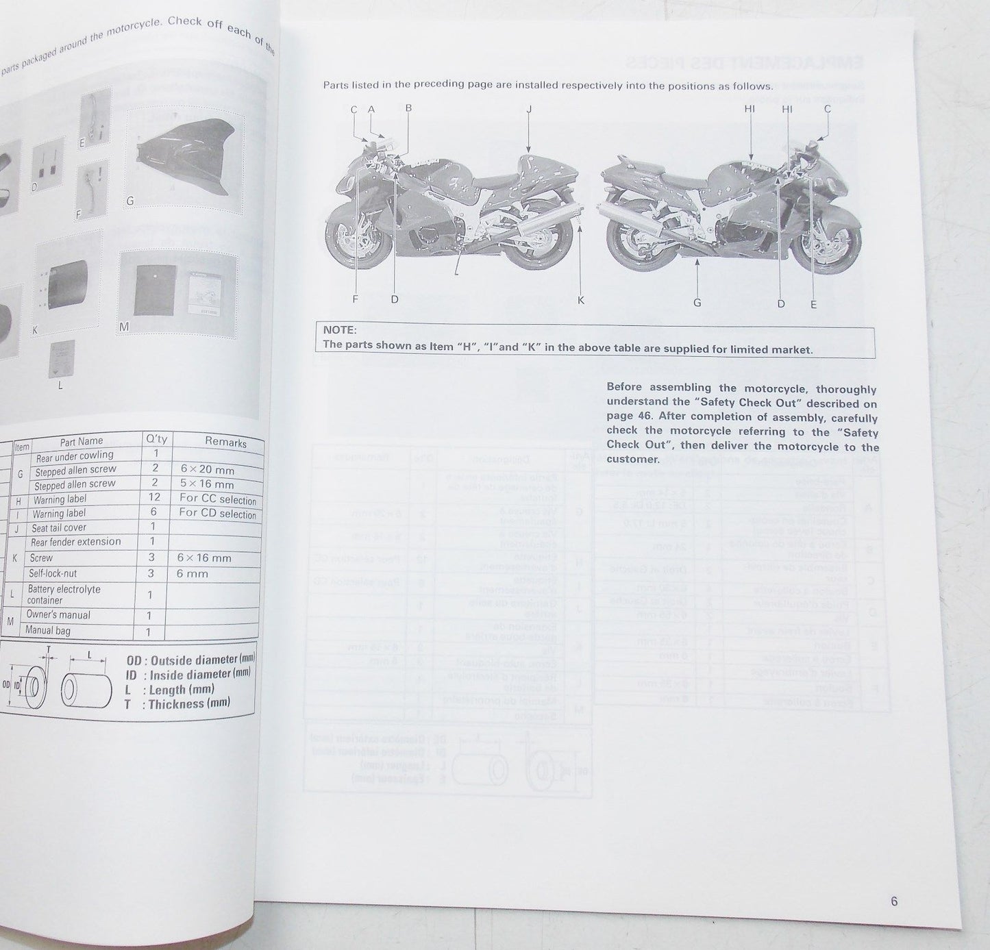 USED SUZUKI 1999 SET UP MANUAL GSX13900RX  99505-01269-011 - MotoRaider