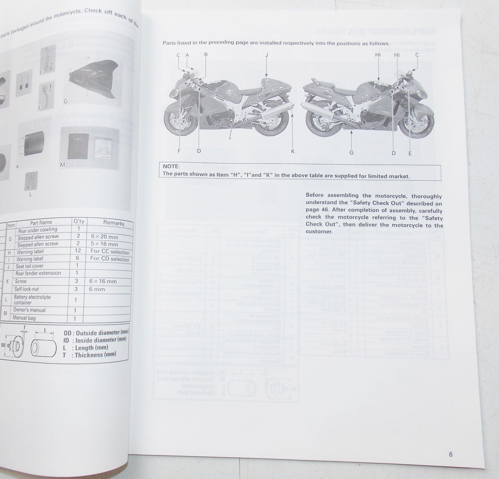 USED SUZUKI 1999 SET UP MANUAL GSX13900RX  99505-01269-011 - MotoRaider