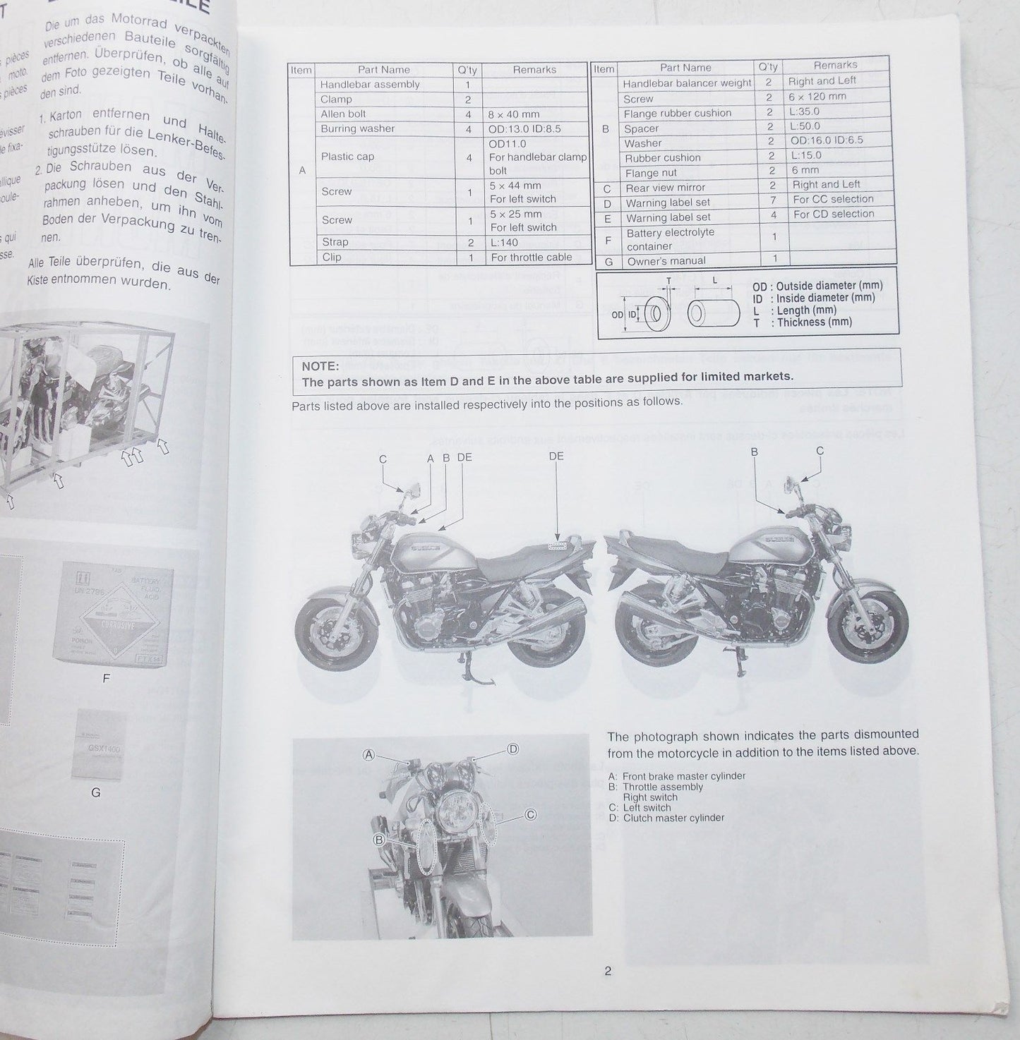 USED SUZUKI 2001 SET UP MANUAL GSX1400K2    99055-01002-011 - MotoRaider