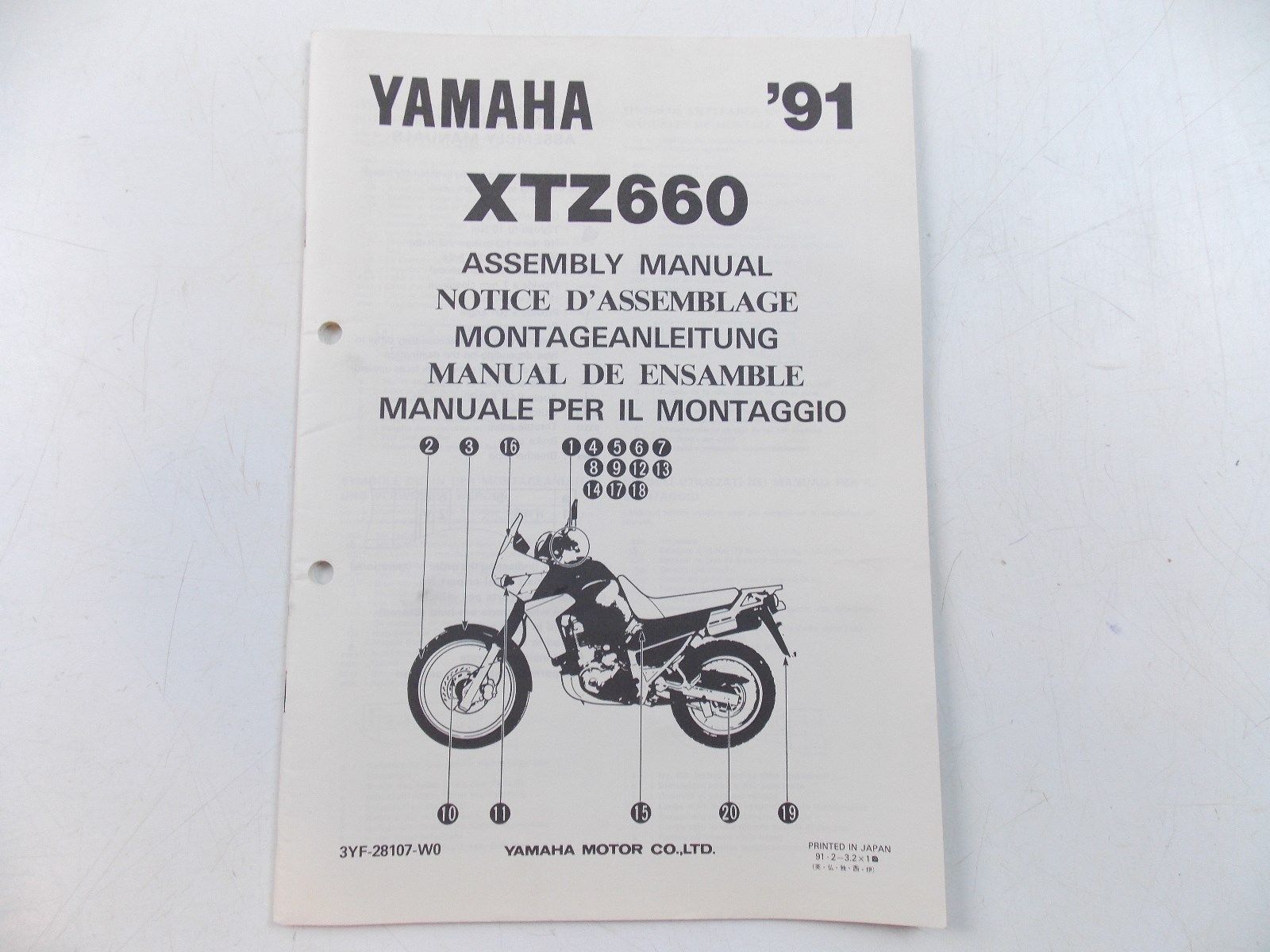 NOS YAMAHA  1991  ASSEMBLY MANUAL XTZ660 - MotoRaider