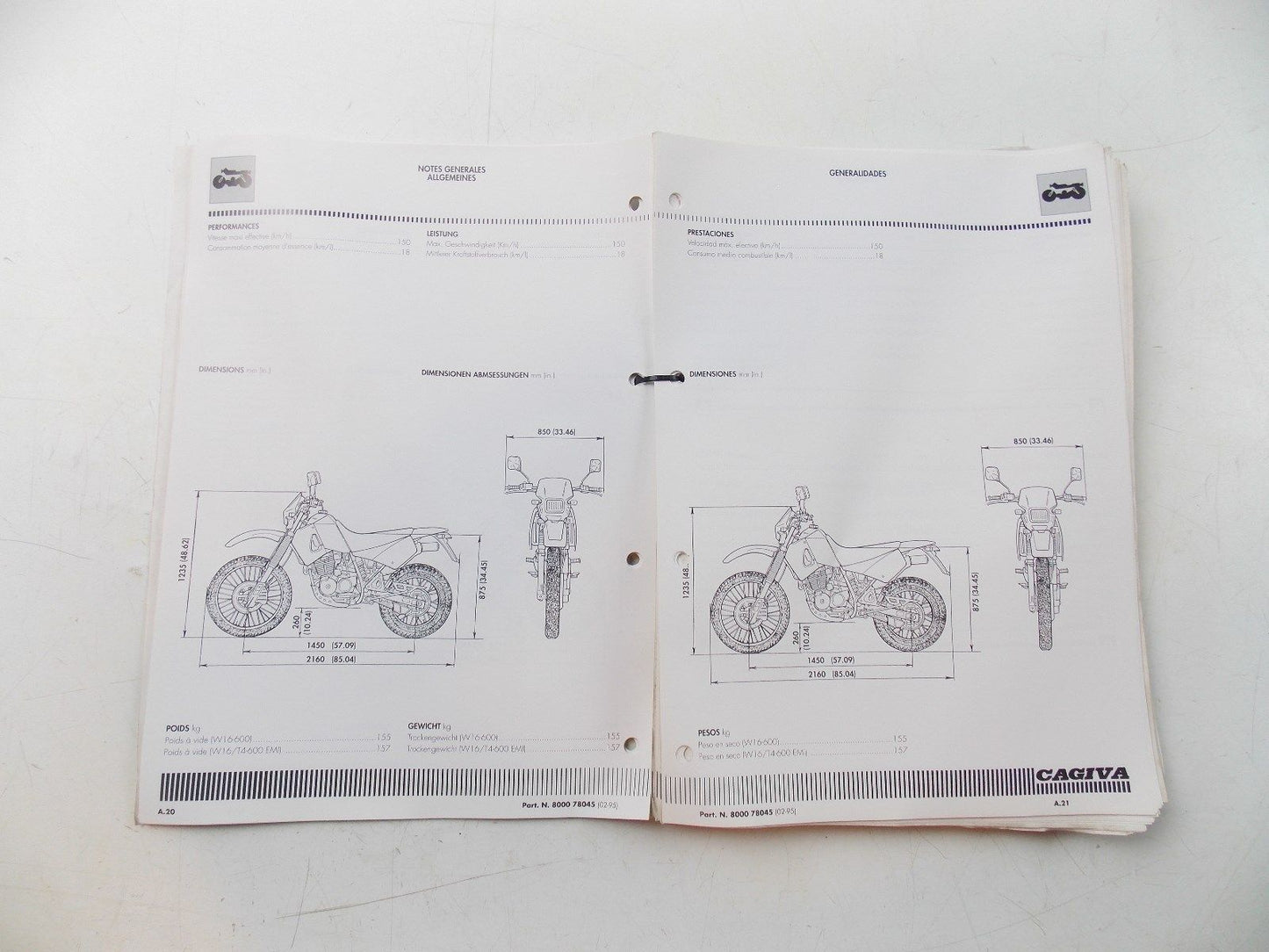 NOS CAGIVA 1995  WORKSHOP MANUAL W16-6-- W16/T4-600  # 800078045 - MotoRaider