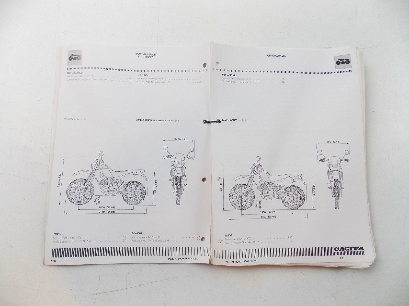 NOS CAGIVA 1995  WORKSHOP MANUAL W16-6-- W16/T4-600  # 800078045 - MotoRaider