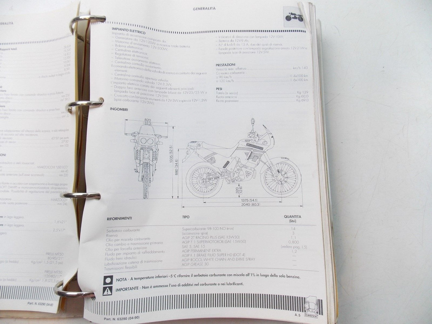 1990 CAGIVA DEALER MANUAL WORKSHOP BOOK MAINTENANCE REPAIR N90 COCIS 50 CITY W4 - MotoRaider
