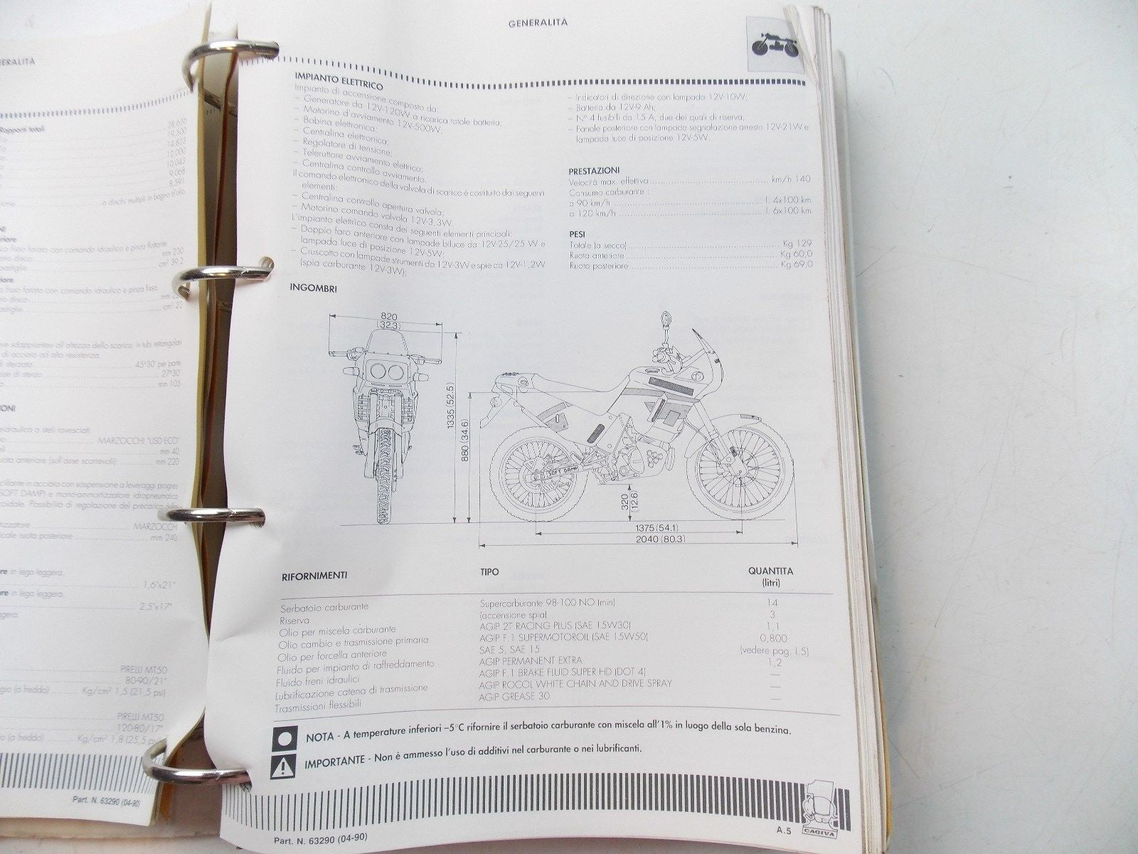 1990 CAGIVA DEALER MANUAL WORKSHOP BOOK MAINTENANCE REPAIR N90 COCIS 50 CITY W4 - MotoRaider