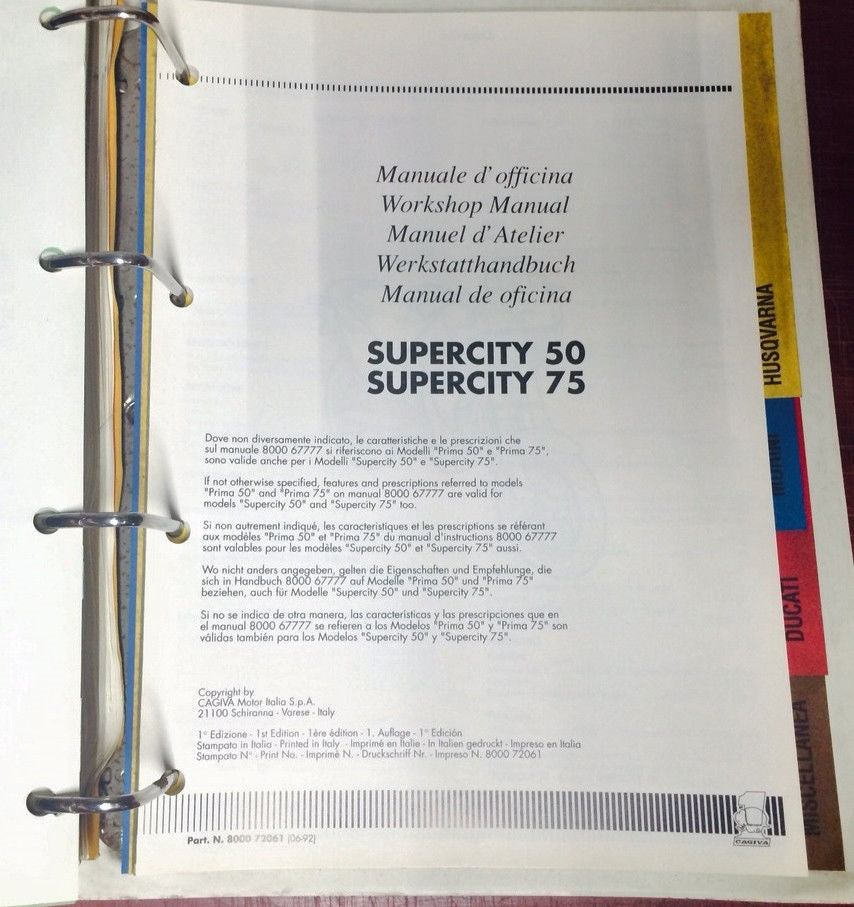 1990 CAGIVA DEALER MANUAL WORKSHOP BOOK MAINTENANCE REPAIR N90 COCIS 50 CITY W4 - MotoRaider