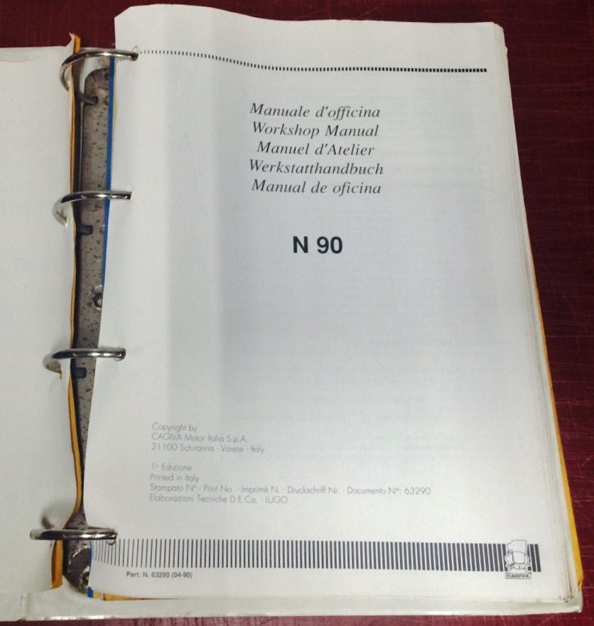 1990 CAGIVA DEALER MANUAL WORKSHOP BOOK MAINTENANCE REPAIR N90 COCIS 50 CITY W4 - MotoRaider