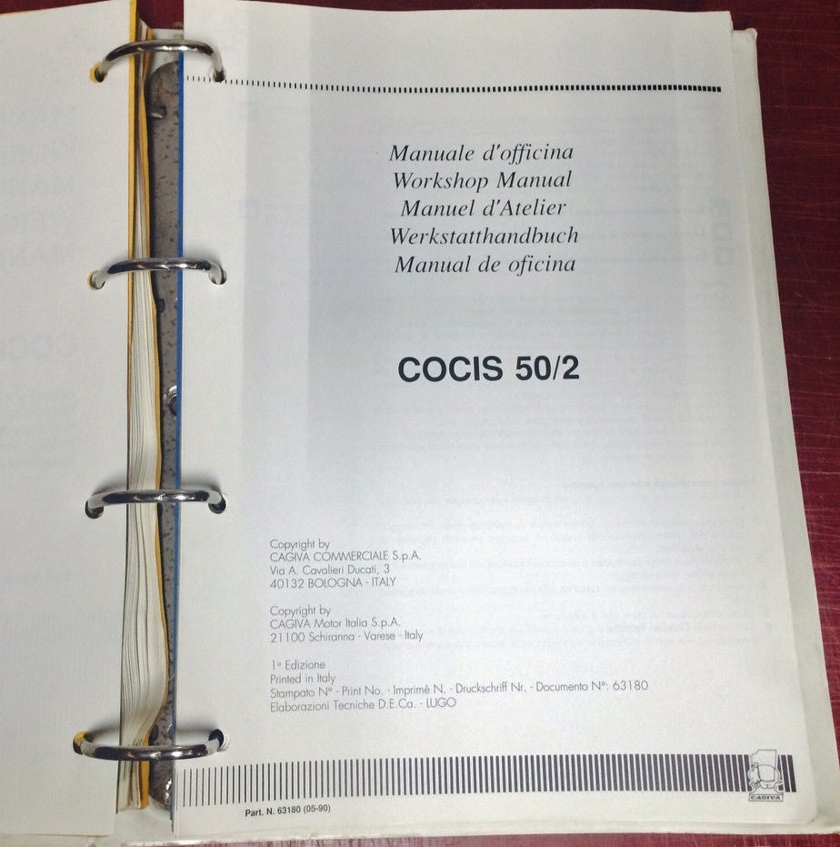 1990 CAGIVA DEALER MANUAL WORKSHOP BOOK MAINTENANCE REPAIR N90 COCIS 50 CITY W4 - MotoRaider