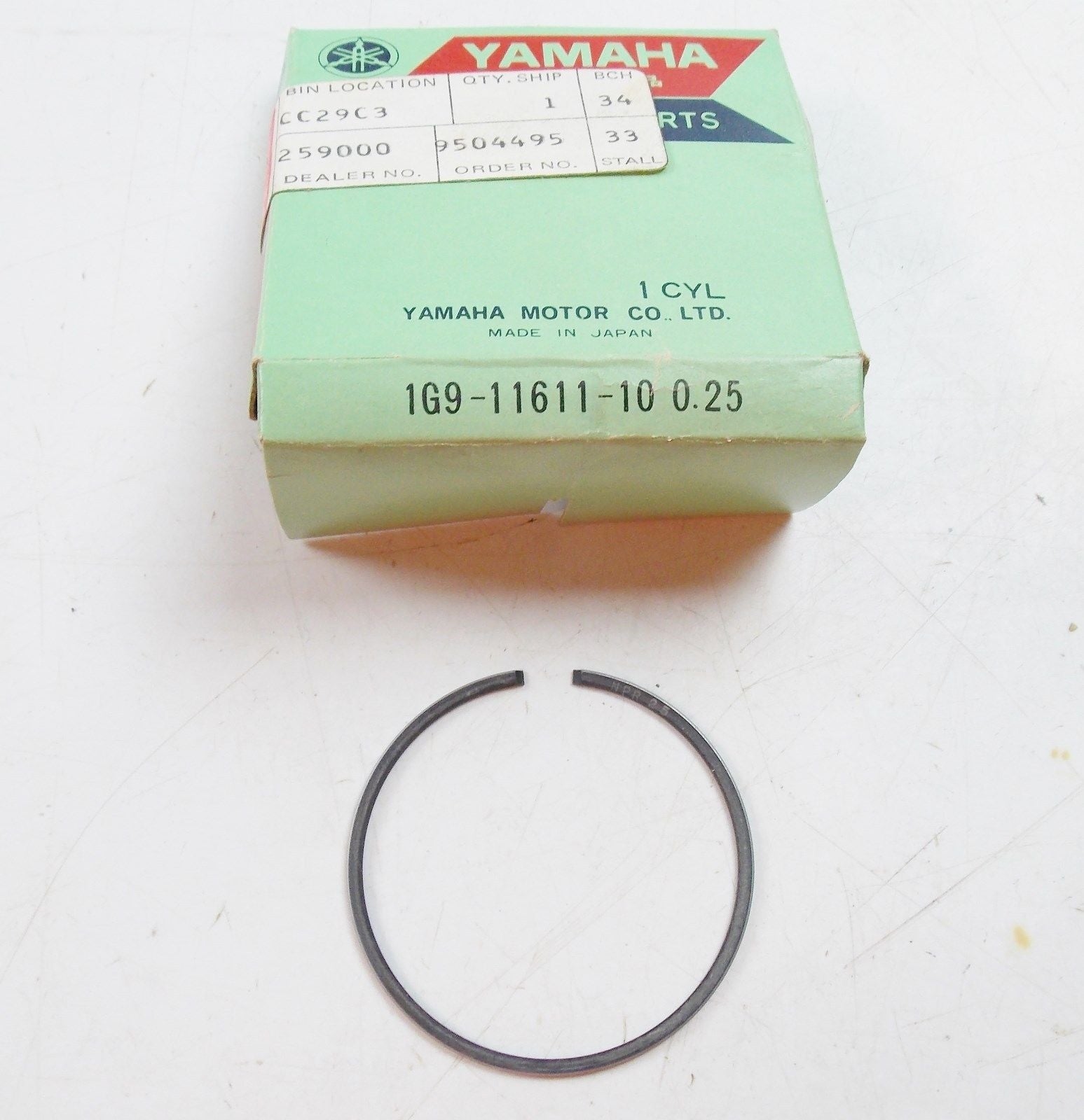 NOS YAMAHA  1976 1977 PISTON RING 1ST 0.25 YZ100 YZ125   1G9-11611-10 - MotoRaider