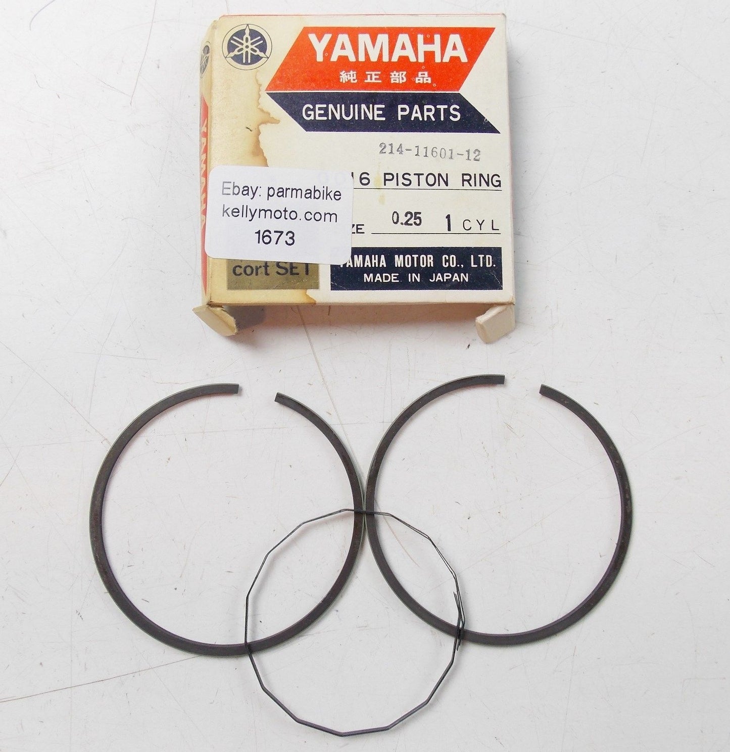 NOS YAMAHA 1968-1970  PISTON RING SET 1ST O/S 0.25 (3 RINGS) DT1 214-11601-12 - MotoRaider