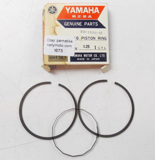 NOS YAMAHA 1968-1970  PISTON RING SET 1ST O/S 0.25 (3 RINGS) DT1 214-11601-12 - MotoRaider