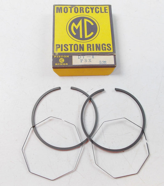 NOS YAMAHA 1968-70 MC PISTON RING SET 1ST O/S 0.25 DT-1 214-11601-12 - MotoRaider