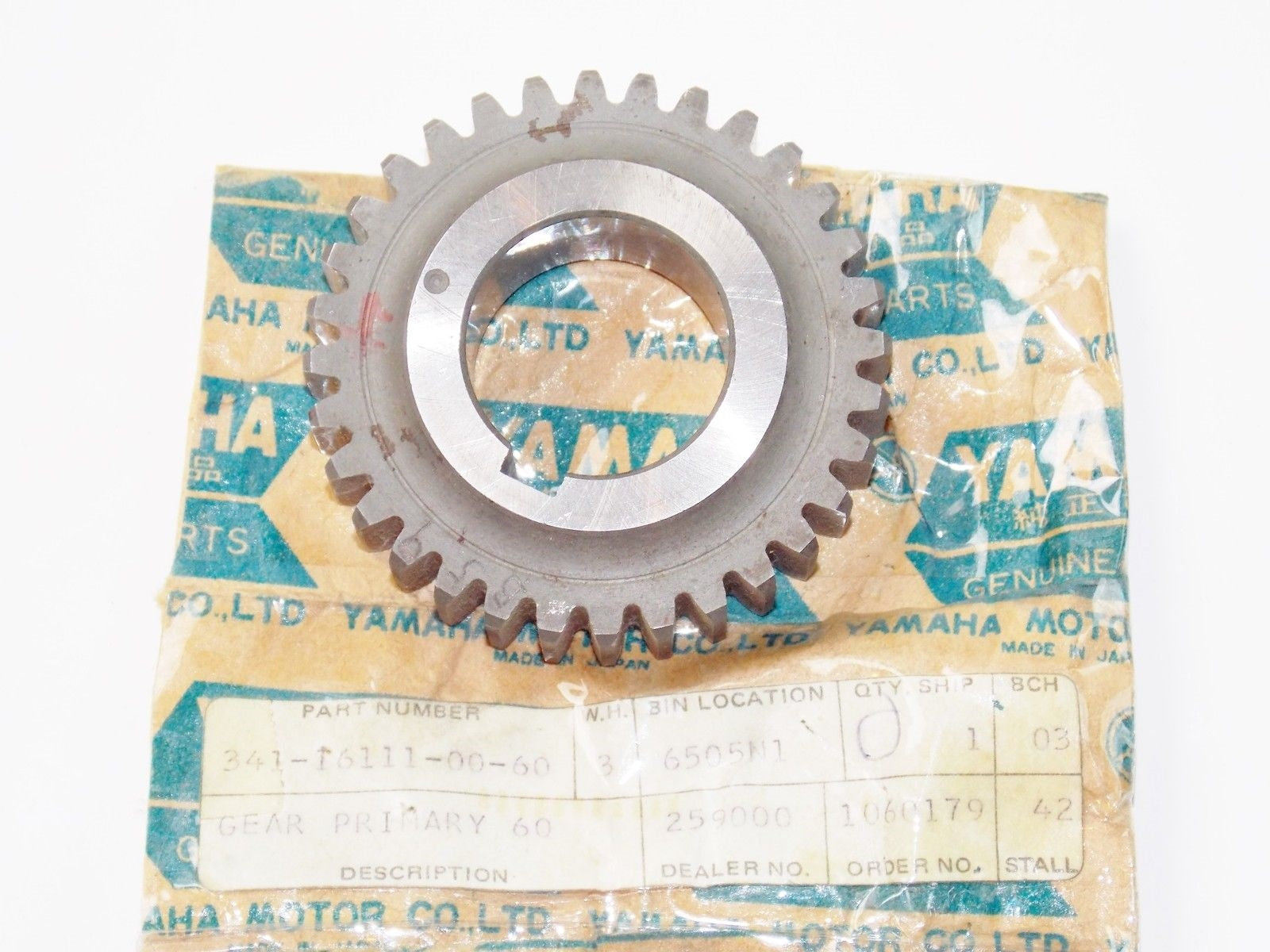 NOS OEM YAMAHA 73-74 TX750 TX750A GEAR PRIMARY DRIVE # 341-16111-00-60 - MotoRaider