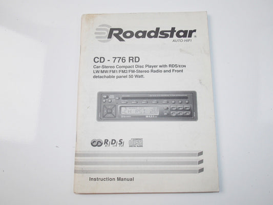 INSTRUCTION MANUAL ROADSTAR CD-776 RD CAR STEREO COMPACT DISC PLAYER AM FM RADIO - MotoRaider