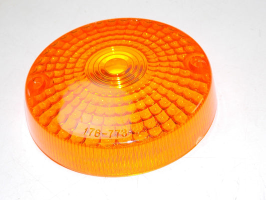 VINTAGE TURN SIGNAL BLINKER LENS AMBER REFLECTOR SUZUKI KAWASAKI 3"5/8 92mm - MotoRaider