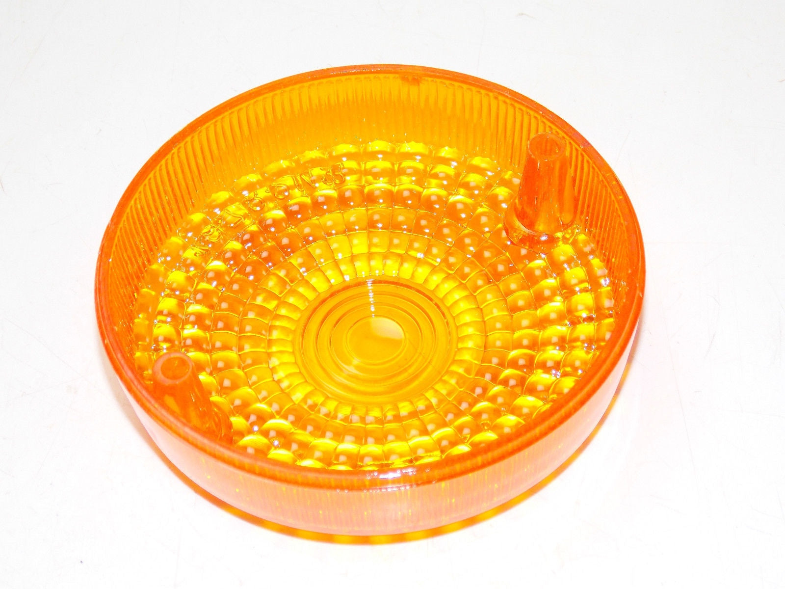 VINTAGE TURN SIGNAL BLINKER LENS AMBER REFLECTOR SUZUKI KAWASAKI 3"5/8 92mm - MotoRaider