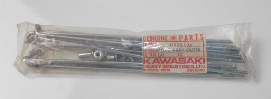 10 SPOKES 10 NIPPLES FRONT OUTER WHEEL KAWASAKI 1970 1971 1972 F5/8   41028-034 - MotoRaider