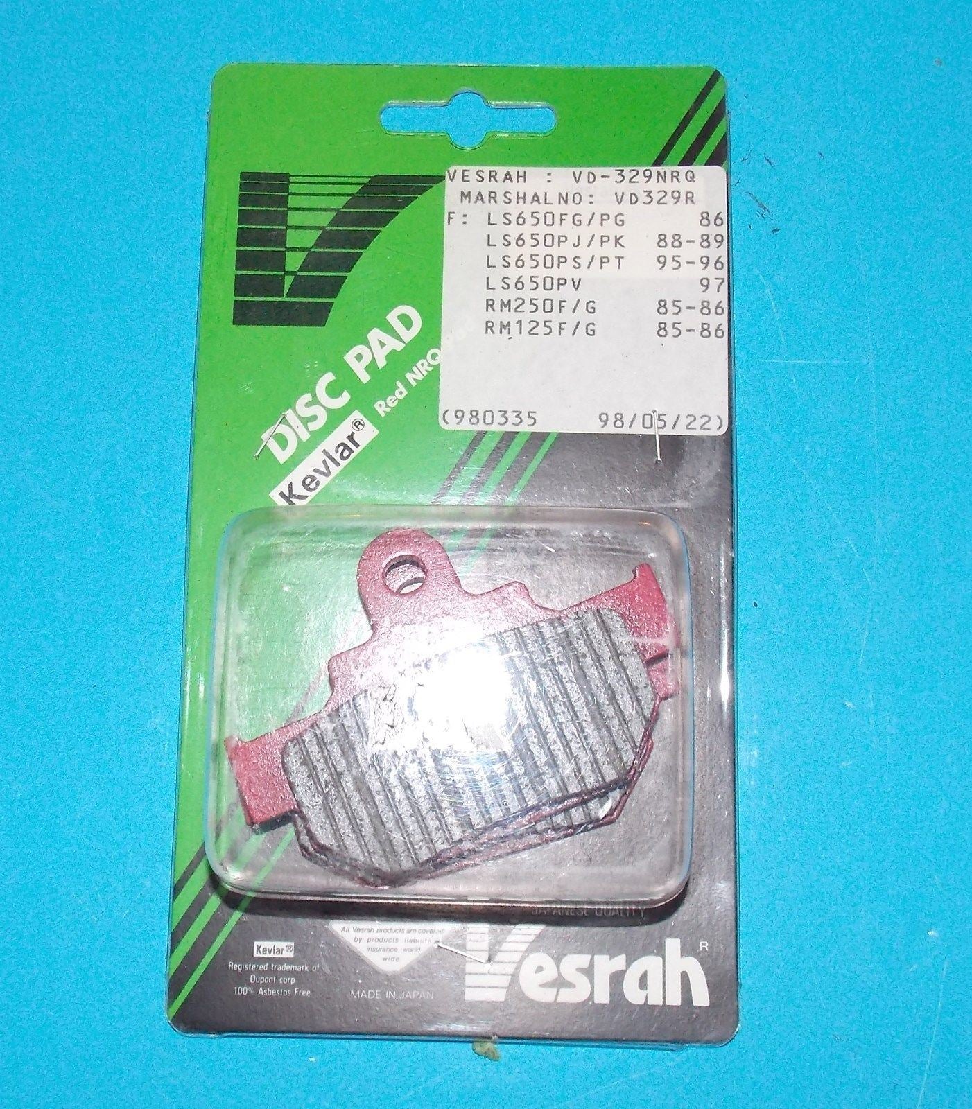 NOS VESRAH VD 324 BRAKE PADS FITS SUZUKI 1980-1985 1990-1998 GS1100/1000/750/650 - MotoRaider