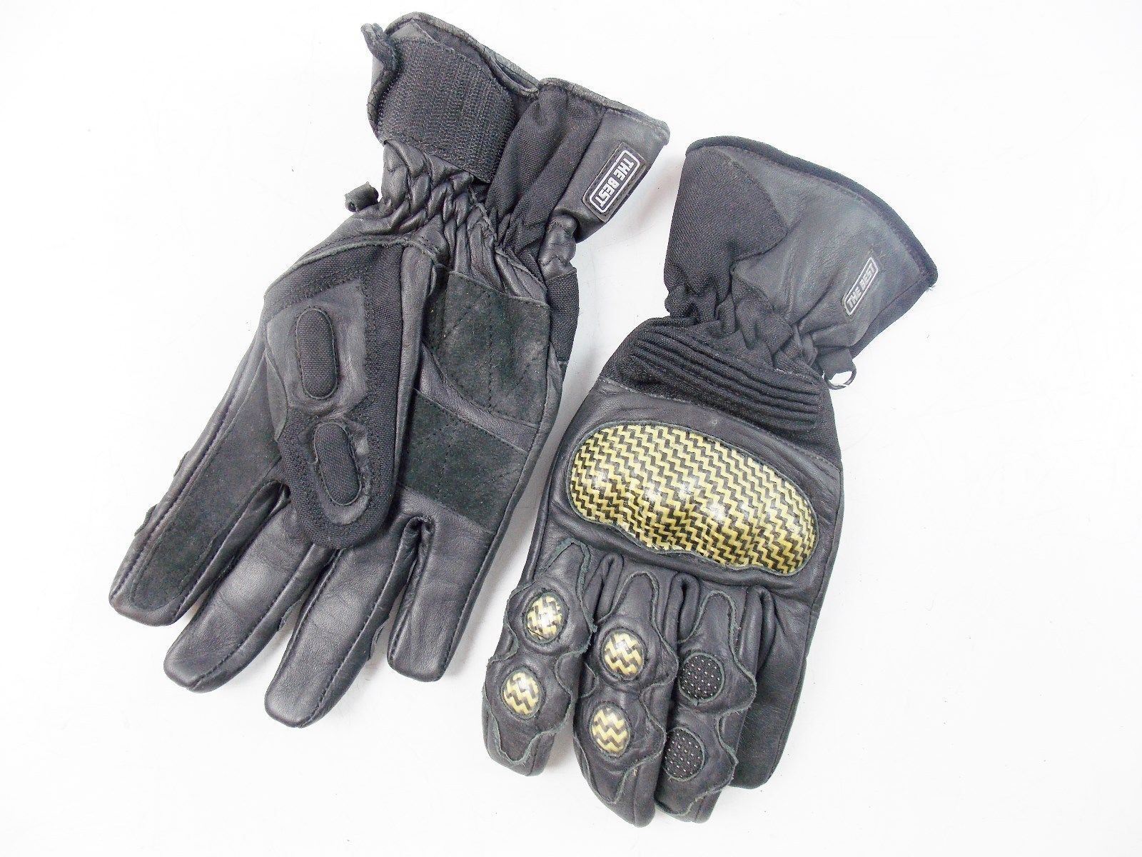 NOS 1 PAIR MOTORCYCLE RIDING BLACK GLOVES LEATHER CORDURA "THE BEST" SMALL - MotoRaider