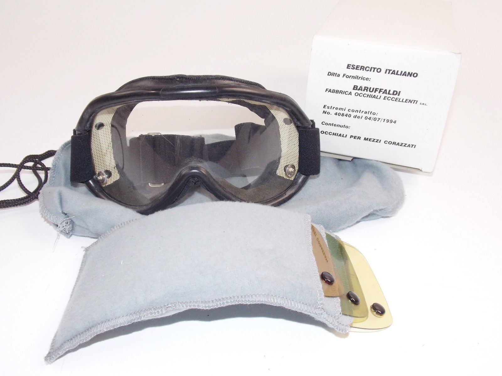 1990's BARUFFALDI PROTECTIVE EYE WEAR BLACK GOGGLES ITALIAN ARMY ARMORED VEHICLE - MotoRaider