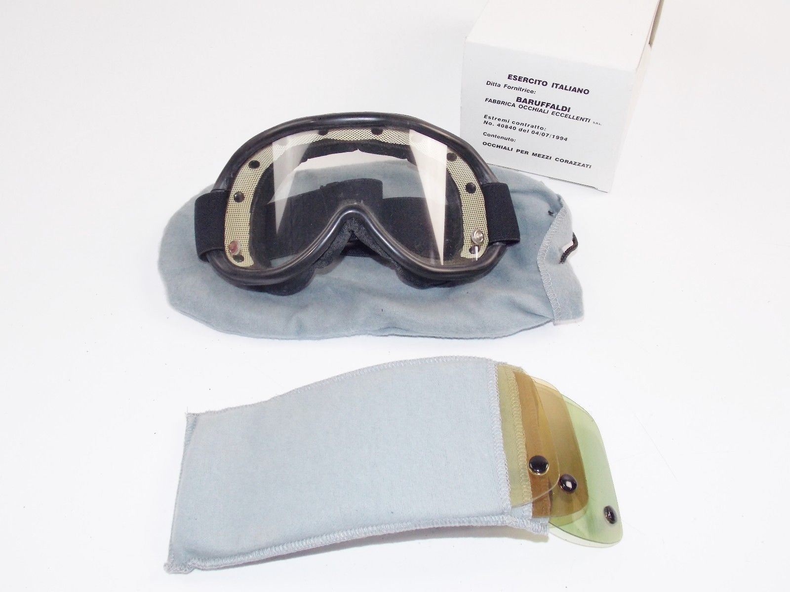 1990's BARUFFALDI PROTECTIVE EYE WEAR BLACK GOGGLES ITALIAN ARMY ARMORED VEHICLE - MotoRaider