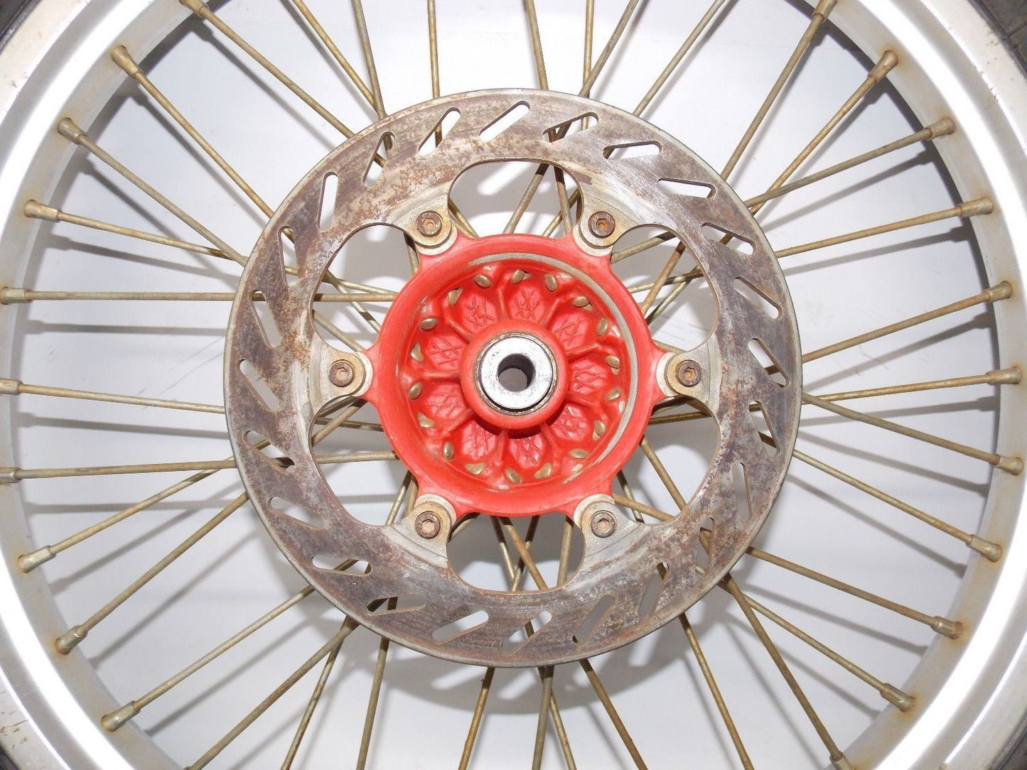1990 KTM MC250 21" FRONT WHEEL NORDISK RIM HUB SPOKE BRAKE ROTOR DISC - MotoRaider