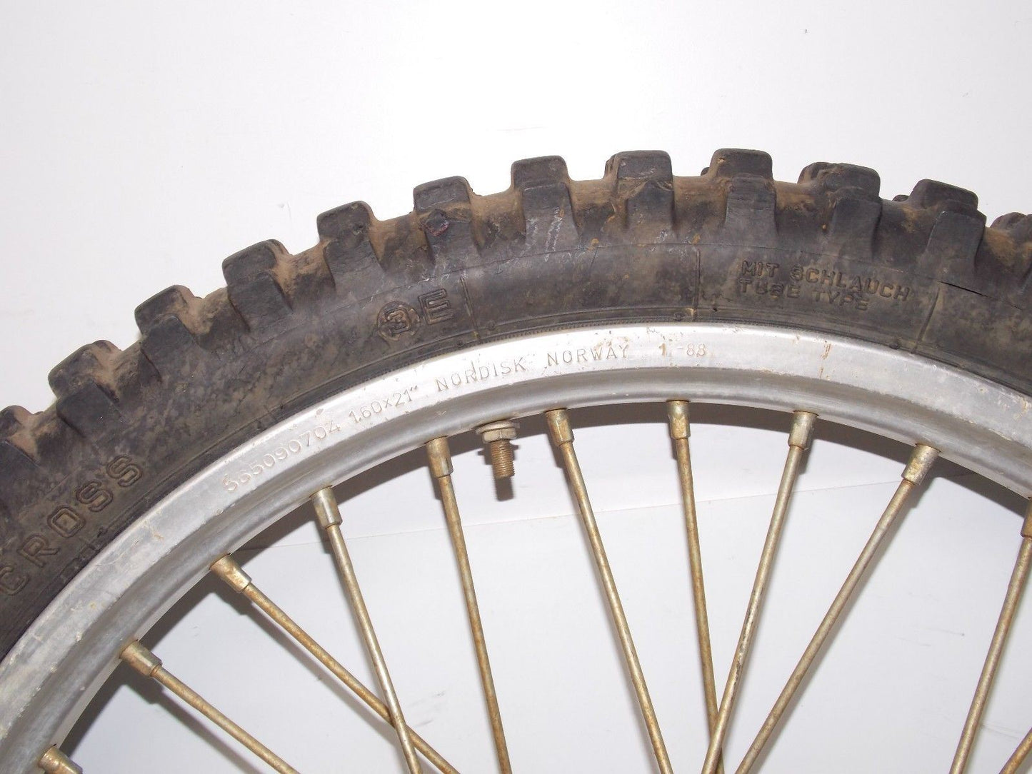1990 KTM MC250 21" FRONT WHEEL NORDISK RIM HUB SPOKE BRAKE ROTOR DISC - MotoRaider