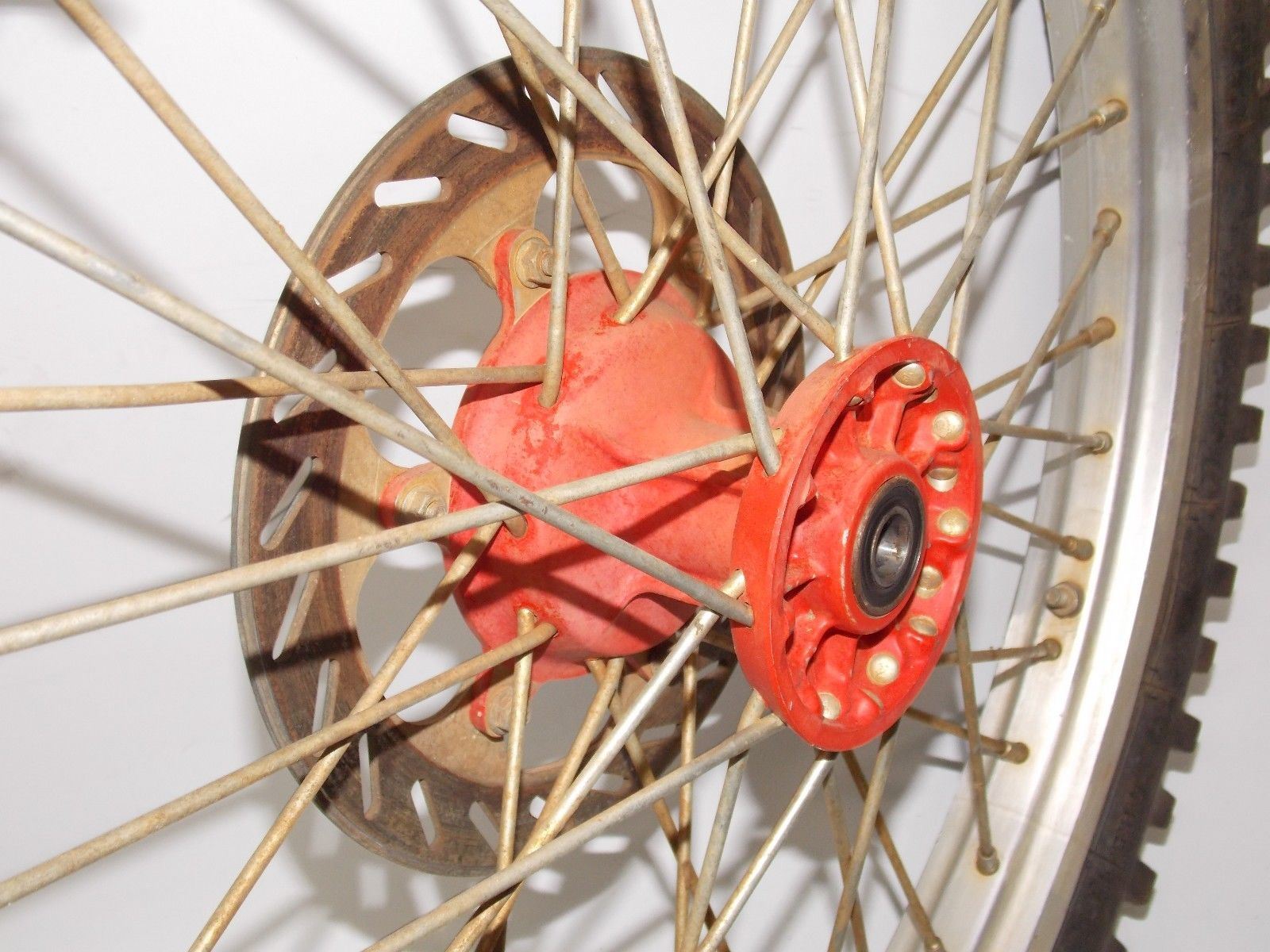 1990 KTM MC250 21" FRONT WHEEL NORDISK RIM HUB SPOKE BRAKE ROTOR DISC - MotoRaider