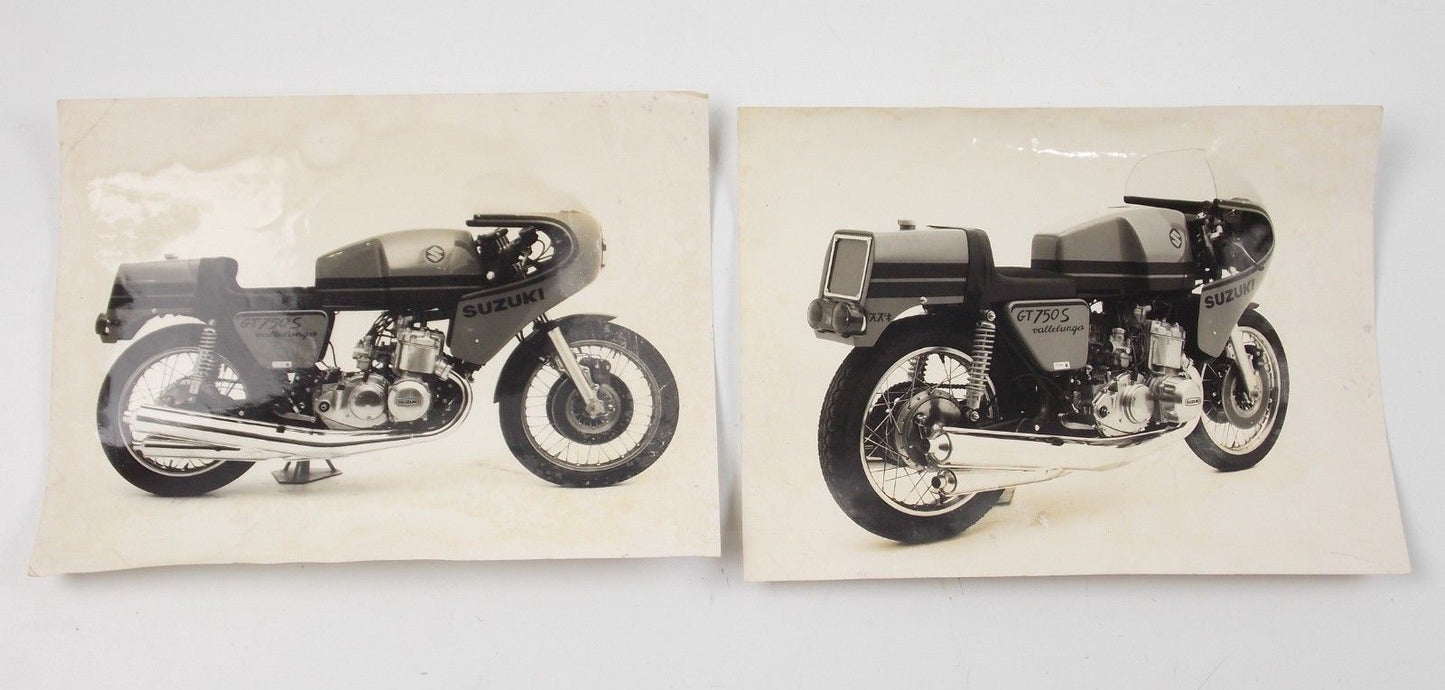 1970's SUZUKI GS750 VALLELUNGA RACER SPECIAL ORIGINAL DEALER FACTORY BW PHOTOS - MotoRaider