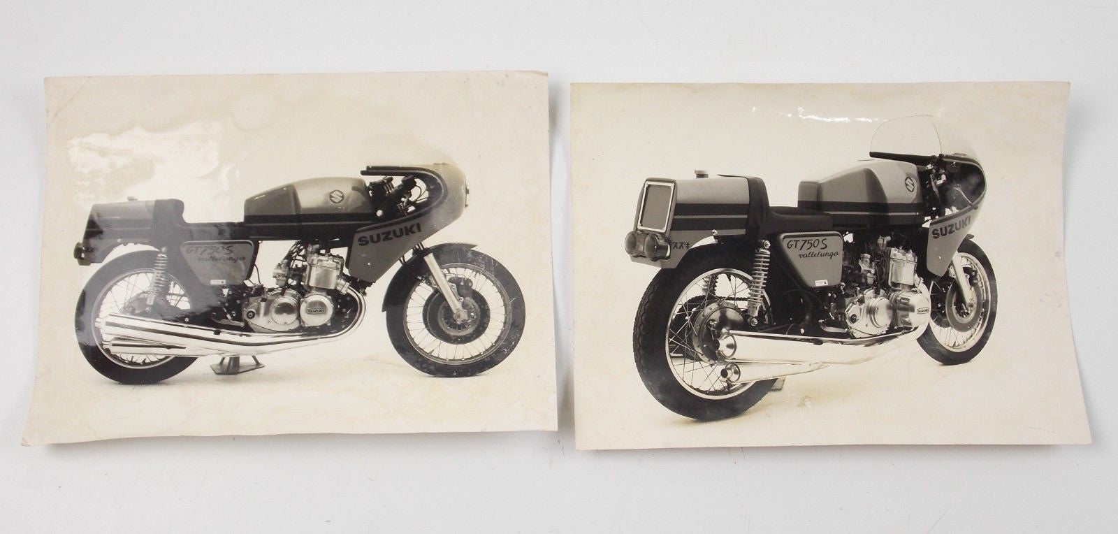 1970's SUZUKI GS750 VALLELUNGA RACER SPECIAL ORIGINAL DEALER FACTORY BW PHOTOS - MotoRaider