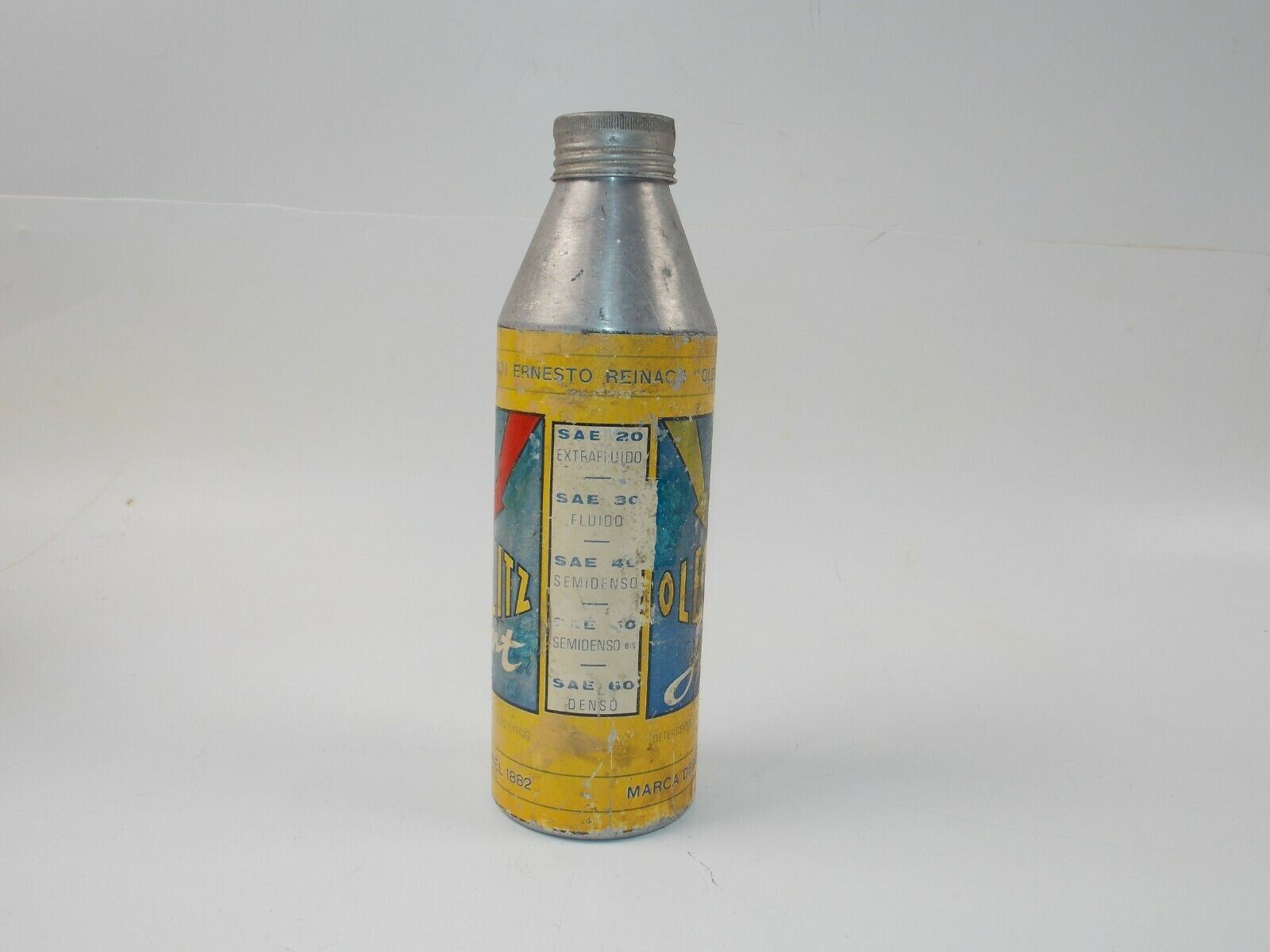 1950's OLEOBLITZ SPORT SAE-20 ALUMINUM ALLOY OIL CAN TIN ITALIAN FERRARI LANCIA - MotoRaider