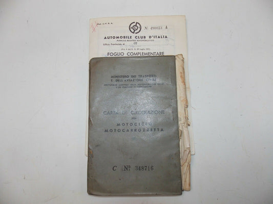 1971 DUCATI 160 MONZA OWNERSHIP CERTIFICATE BOOK ORIGINAL ITALIAN DOCUMENT - MotoRaider