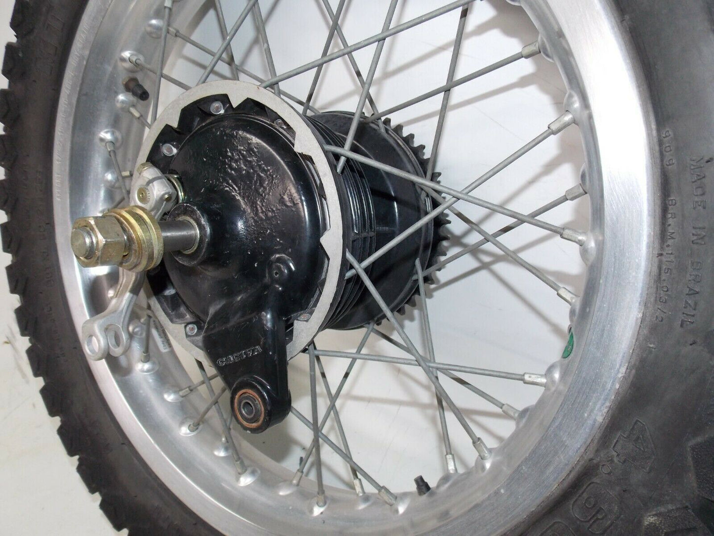 1986 CAGIVA ELEFANT-3 125cc 17" REAR WHEEL+BRAKE PLATE+AXLE+HUB+RIM ELEFANTRE - MotoRaider