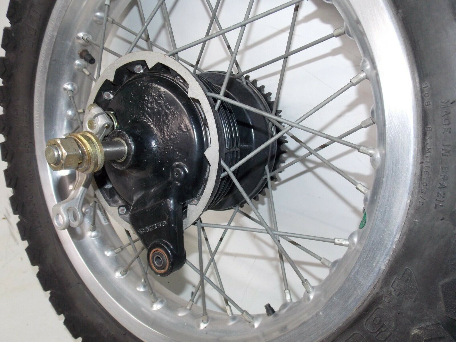 1986 CAGIVA ELEFANT-3 125cc 17" REAR WHEEL+BRAKE PLATE+AXLE+HUB+RIM ELEFANTRE - MotoRaider