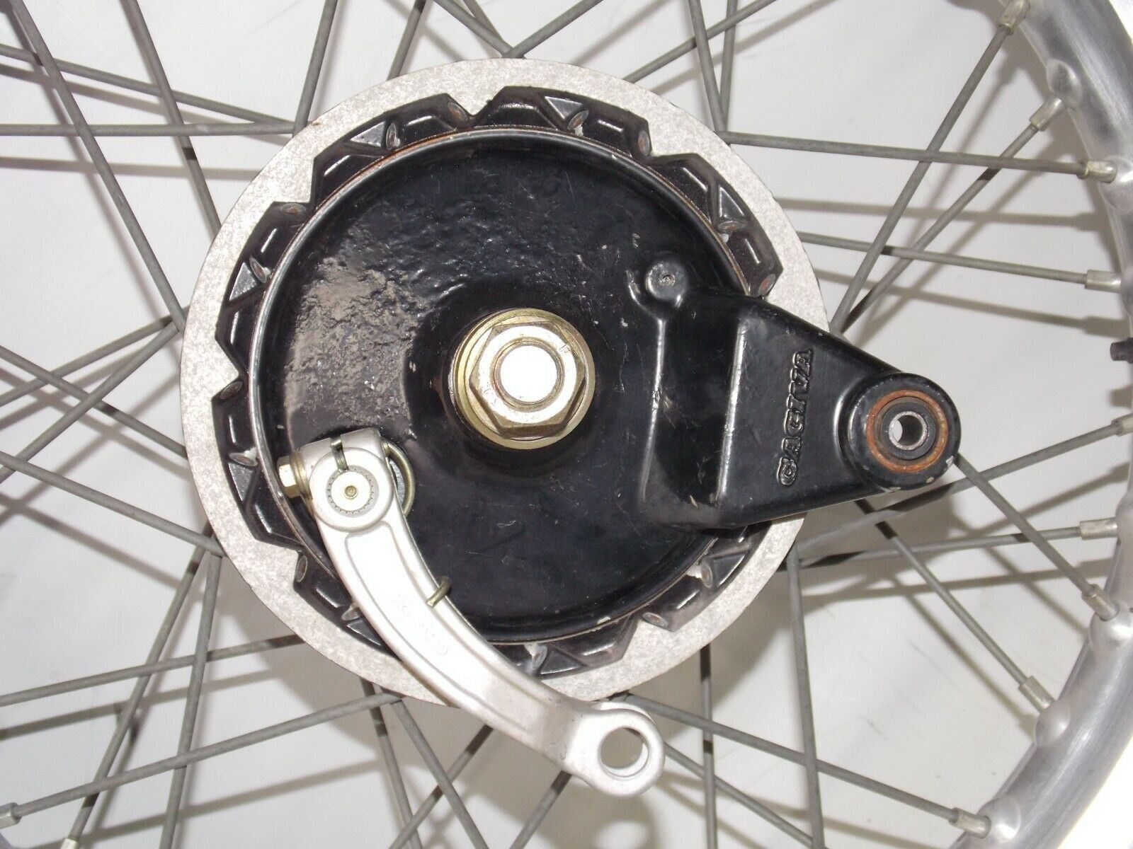 1986 CAGIVA ELEFANT-3 125cc 17" REAR WHEEL+BRAKE PLATE+AXLE+HUB+RIM ELEFANTRE - MotoRaider