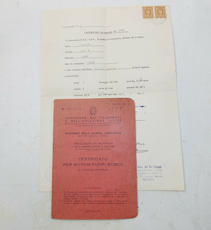 1965 MAC7 6HP 131cc BOAT MOTOR REGISTRATION BOOK+CERTIFICATE OF ORIGIN - MotoRaider
