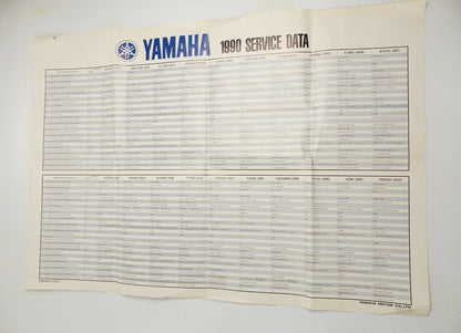 1990 YAMAHA SERVICE DATA DEALER POSTER 33x23" XV VMX FJ XT XTZ FZ FZR YZ YFZ XJ - MotoRaider