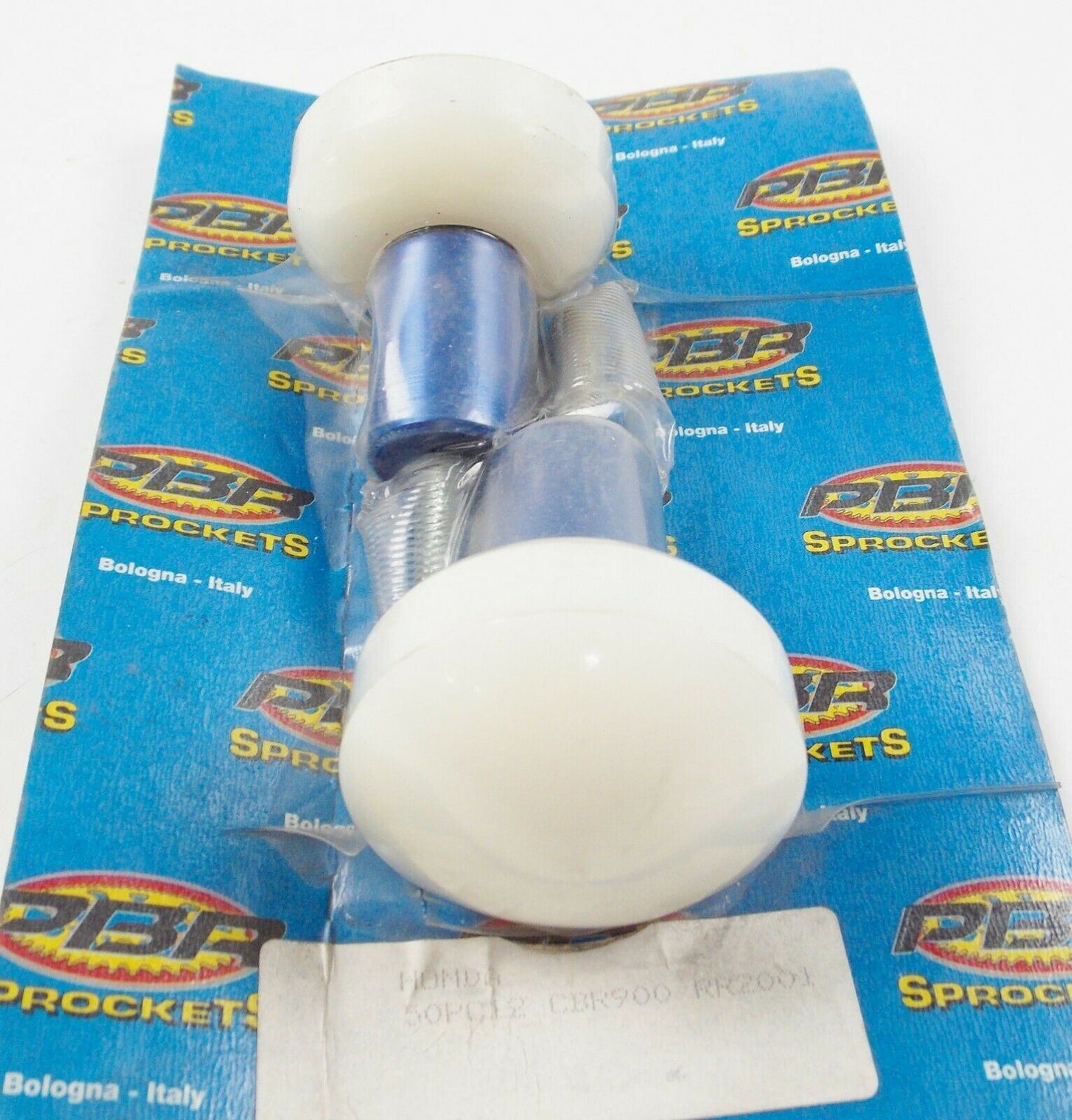 PBR FRAME SLIDERS FAIRING PROTECTORS PUCKS BLUE/WHITE 2001 HONDA CBR900-RR ITALY - MotoRaider