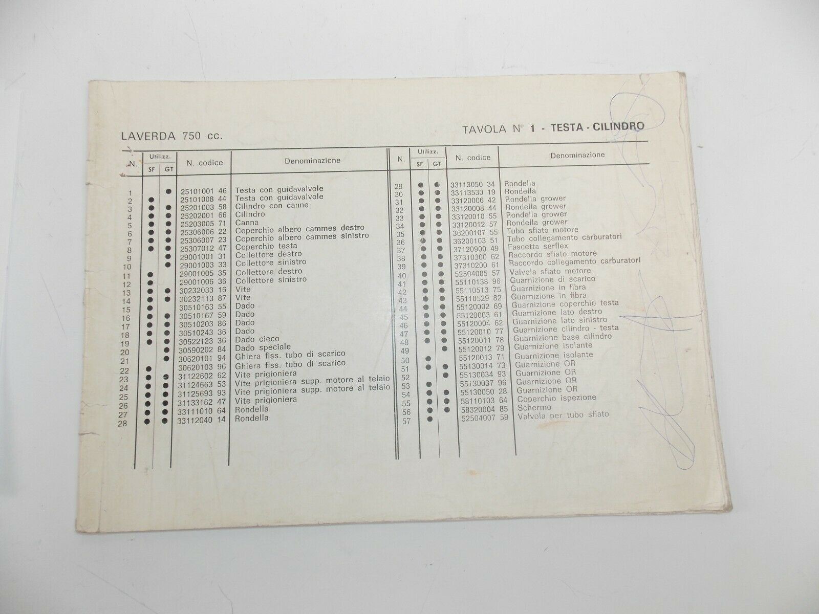OEM 1970's LAVERDA 750cc PARTS MANUAL DIAGRAM BOOK MOTOR CHASSIS ITALIAN - MotoRaider