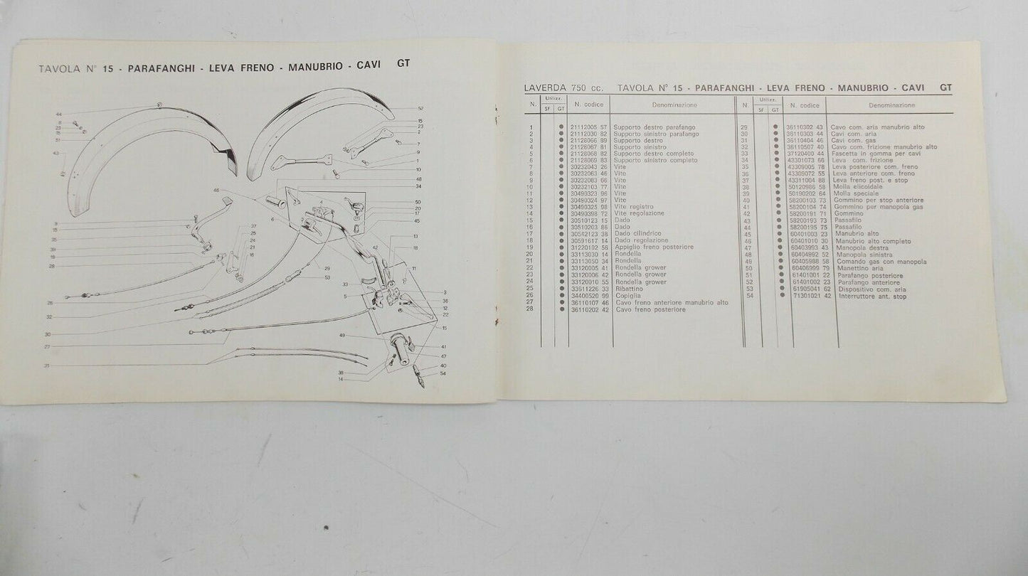 OEM 1970's LAVERDA 750cc PARTS MANUAL DIAGRAM BOOK MOTOR CHASSIS ITALIAN - MotoRaider